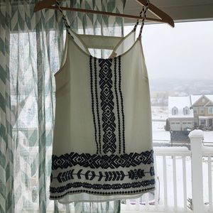 Braided strapped spaghetti strap tank • embroider